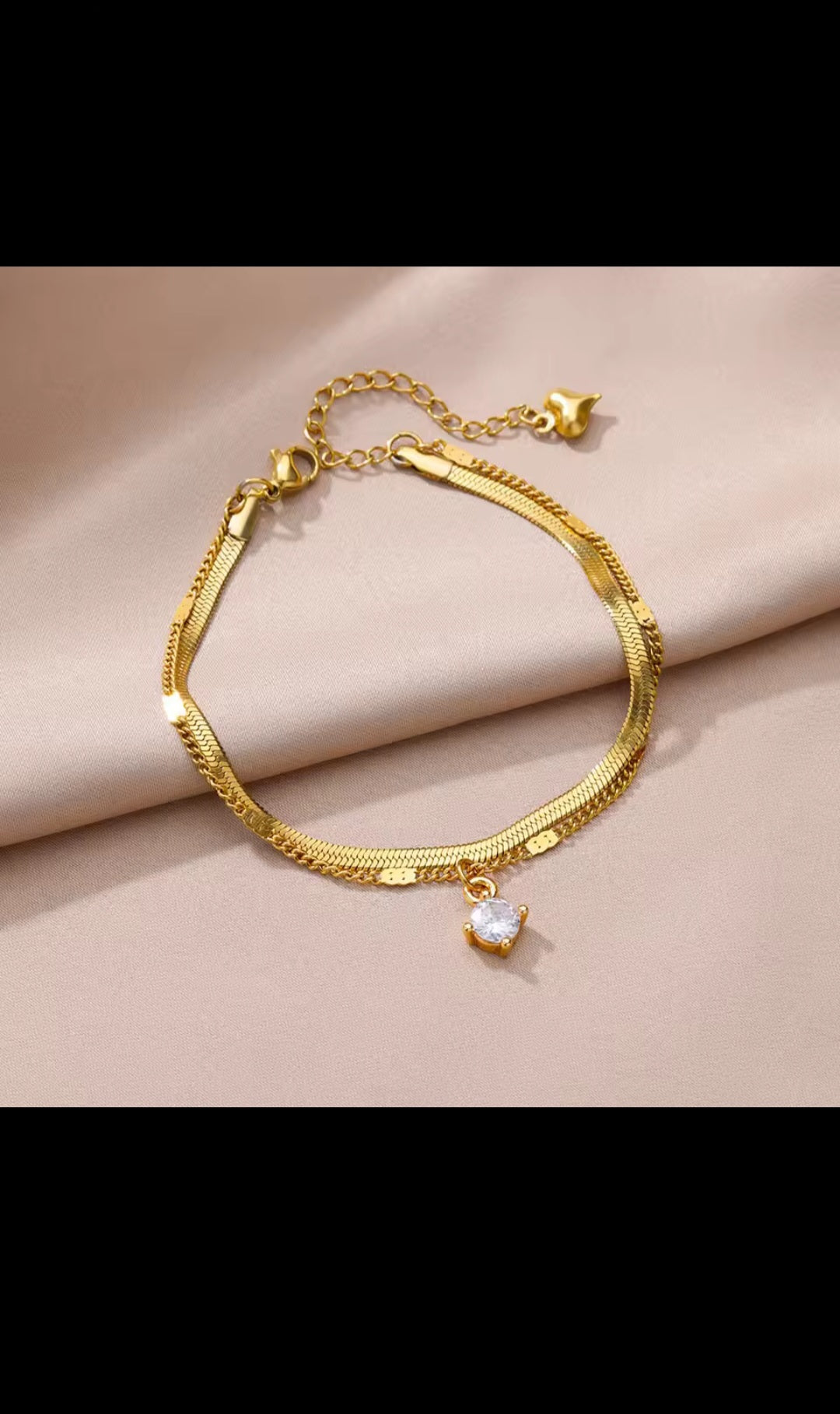Bracelet de Cheville Élégance Dorée – Acier Inoxydable 316L & Cristal Signature Enamiz Paris