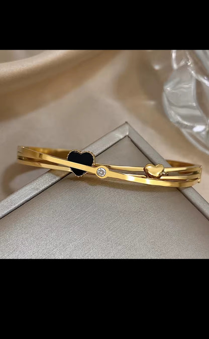 Bracelet Duo Cœur Ébène –
